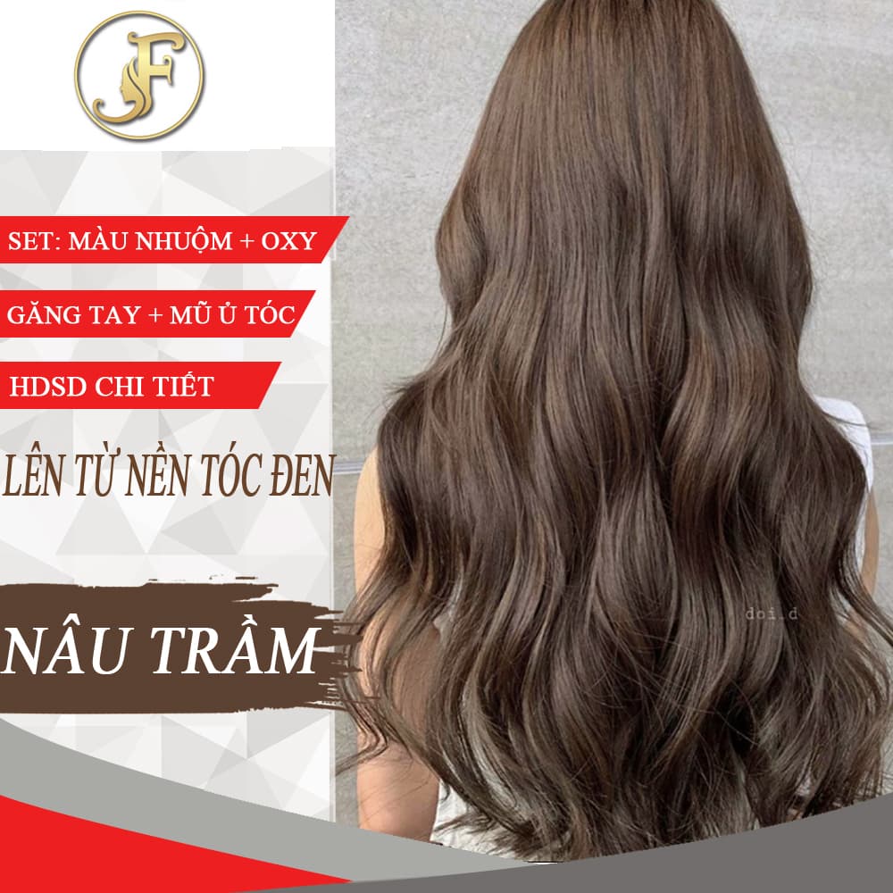[HCM]Thuốc nhuộm tóc màu NÂU TRẦM Nhuộm Từ Nền Đen-tặng oxy
