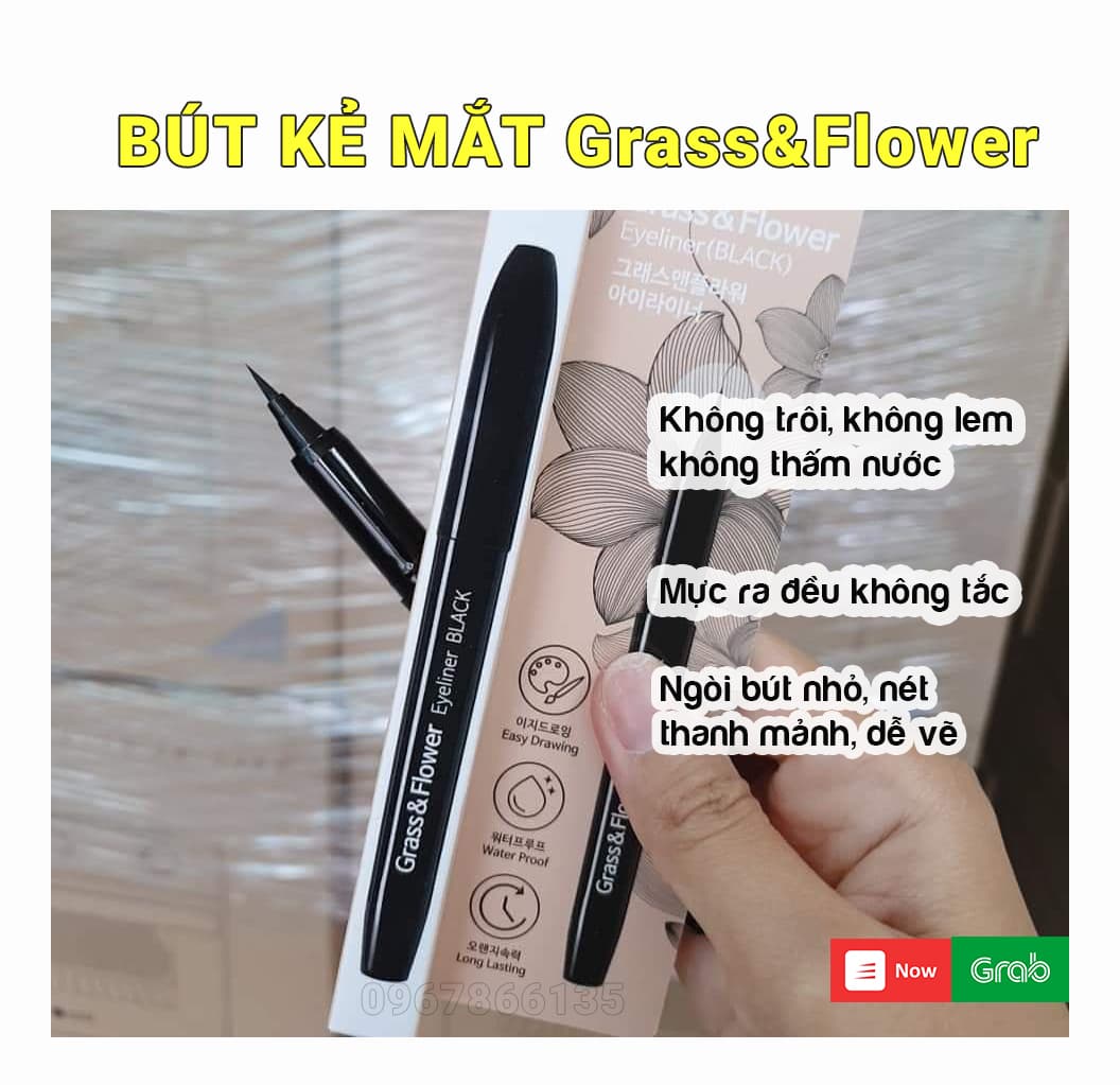 Bút dạ kẻ viền mắt Grass & Flower / Eyeliner Grass & Flower chống thấm nước không lem không trôi