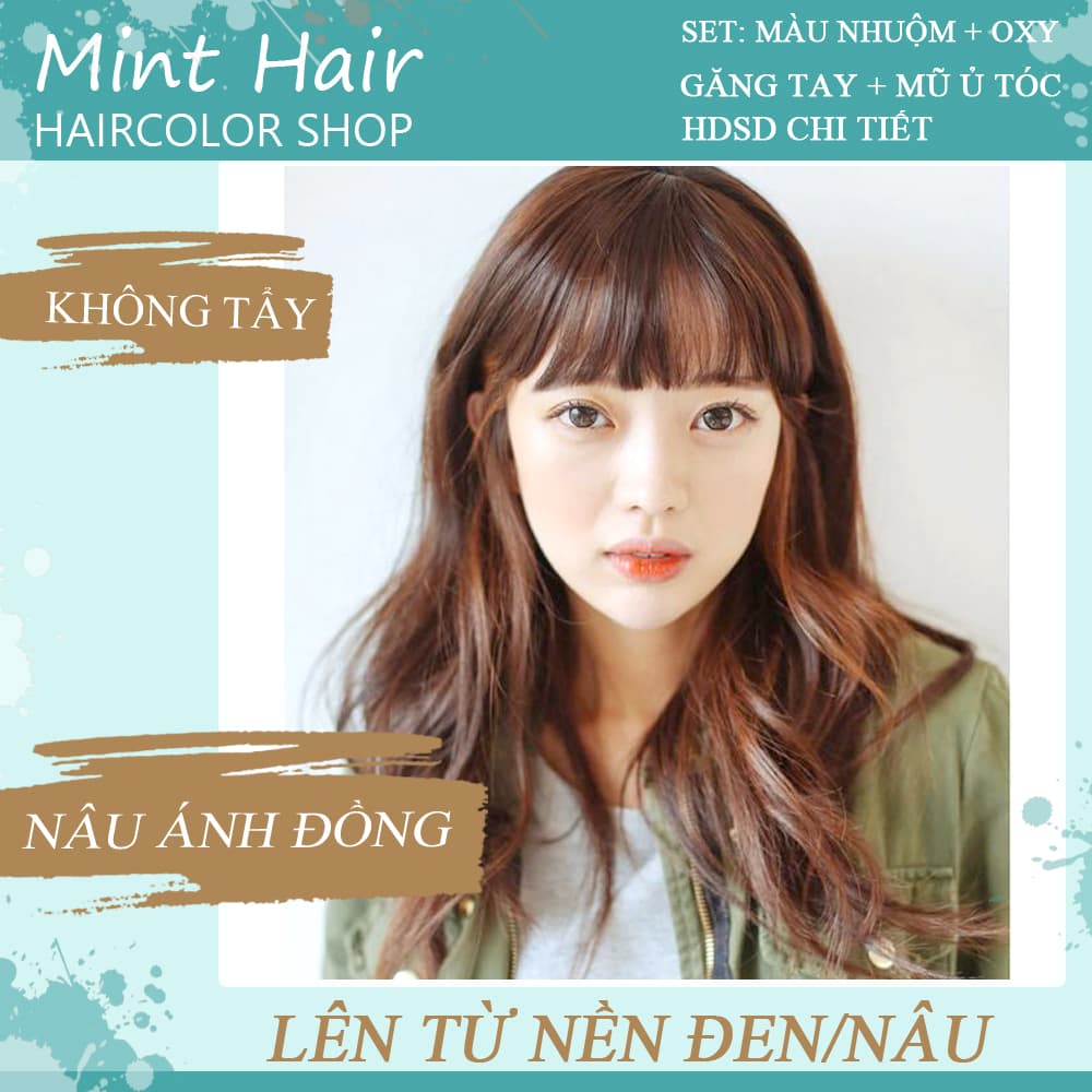 [HCM]kem nhuộm tóc tại nhà thảo dược nâu ánh đồng - nhuộm từ nền đen- tặng kèm oxy