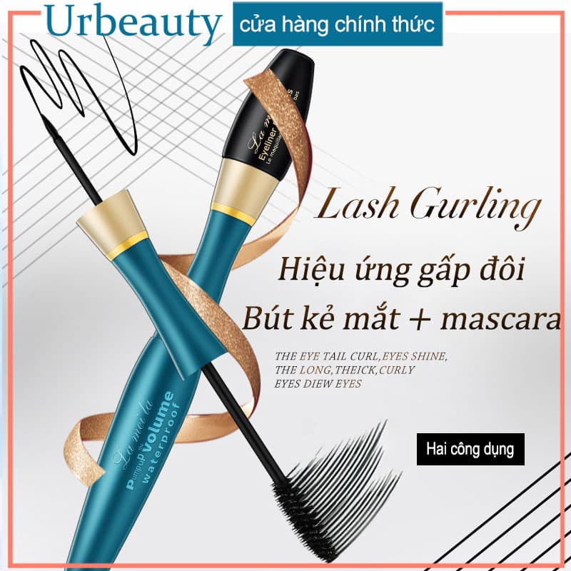 [HCM]【Urbeauty Mall】Lameila Sự kết hợp hai trong một của bút kẻ mắt và mascara，kẻ mắt+mascara，không thấm nước