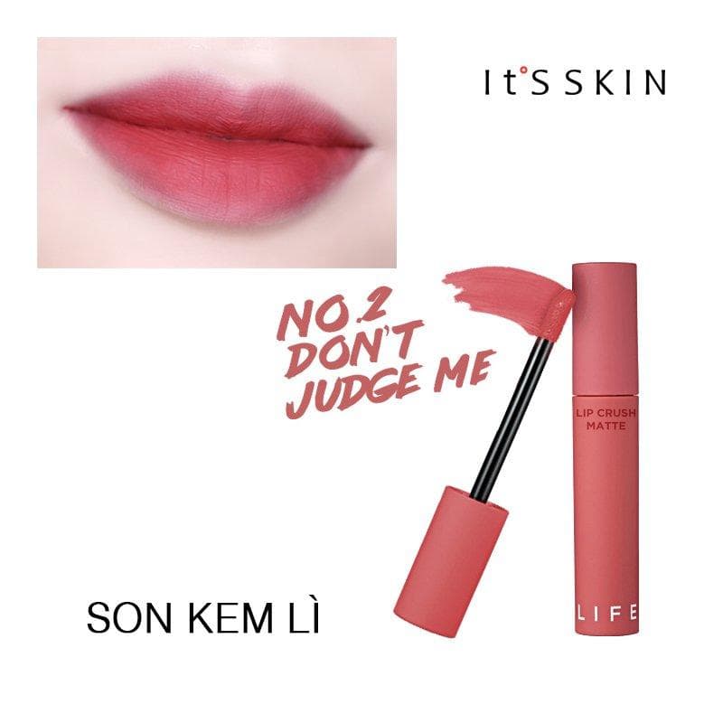 Son kem siêu lì Its Skin Life Color Lip Crush Matte #02 hồng cam