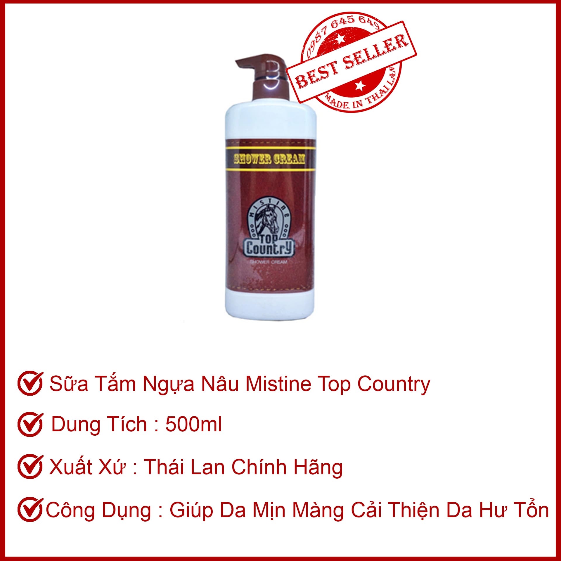 [HCM]Sữa Tắm Hương Nước Hoa Nam Tính Top Country MISTINE Ngựa 500ml - Thái Lan