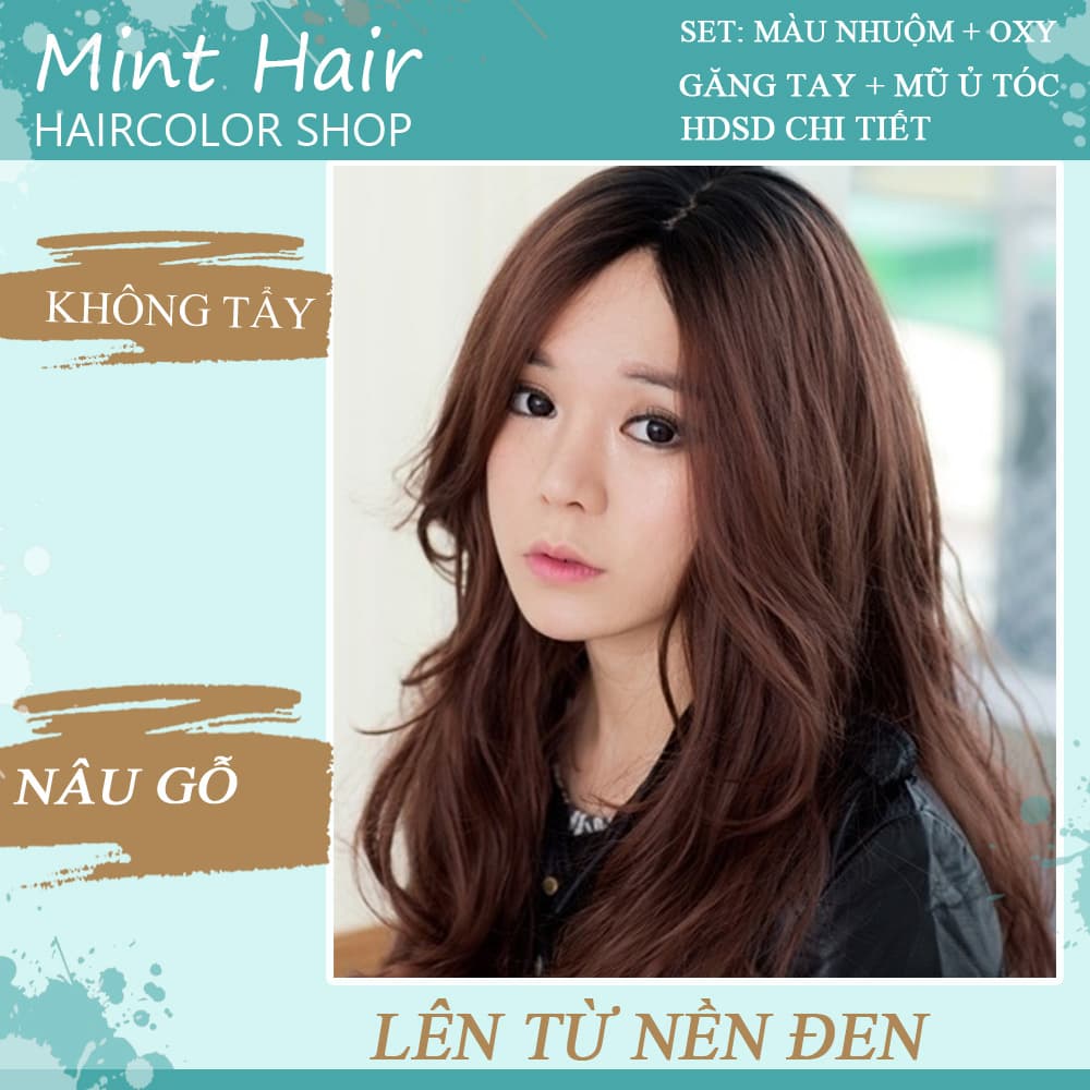 [HCM]kem nhuộm tóc tại nhà thảo dược nâu gỗ- nhuộm được trên mọi loại nền tóc- tặng kèm oxy