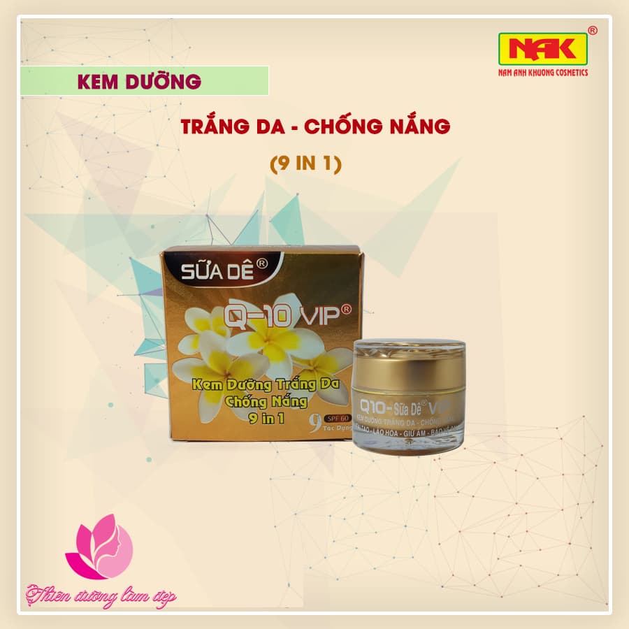 [HCM]Kem dưỡng trắng Tái tạo Chống lão hóa Giữ ẩm Bảo vệ da 9 in 1 KEM SỮA DÊ Vip Q-10 - 30g