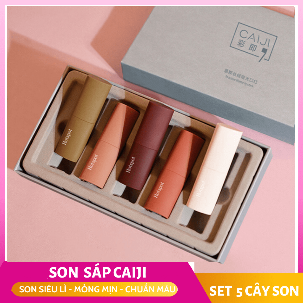 [HCM]Son môi lì Set 5 cây son Lì nhẹ môi - Hot Spot - SM006