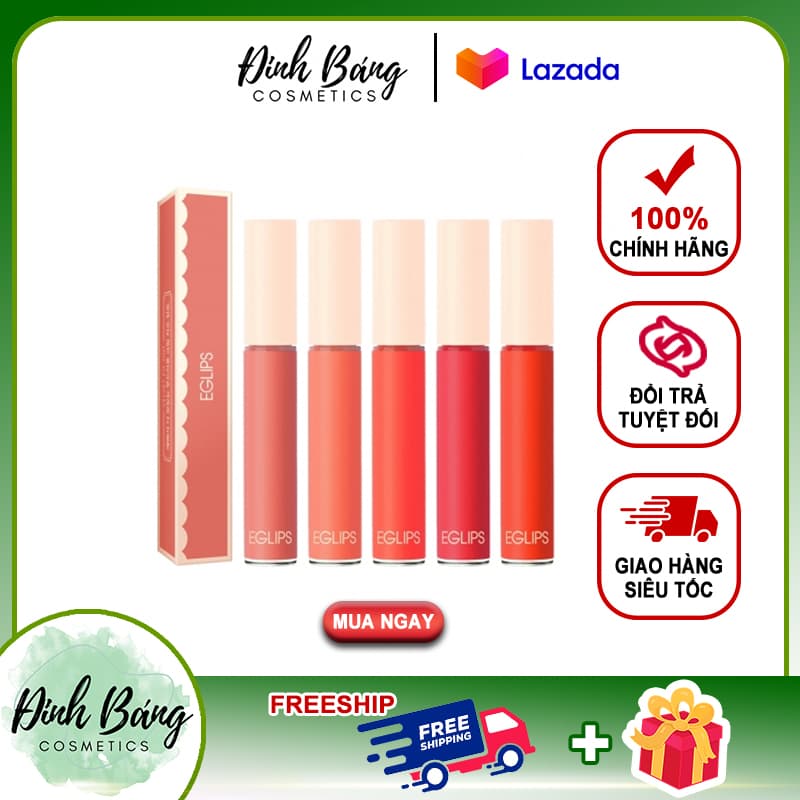 [HCM]Son kem Eglips Velvet Fit Tint siêu lì Màu đỏ cam -Kho Sỉ Như Tuấn