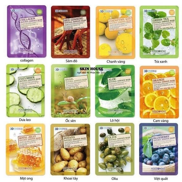 Mặt nạ giấy dưỡng da 3D Foodaholic Natural Essence Mask dưỡng da sâu thành phần thiên nhiên lành tính thích hợp dùng hàng ngày - HONGS BEAUTY