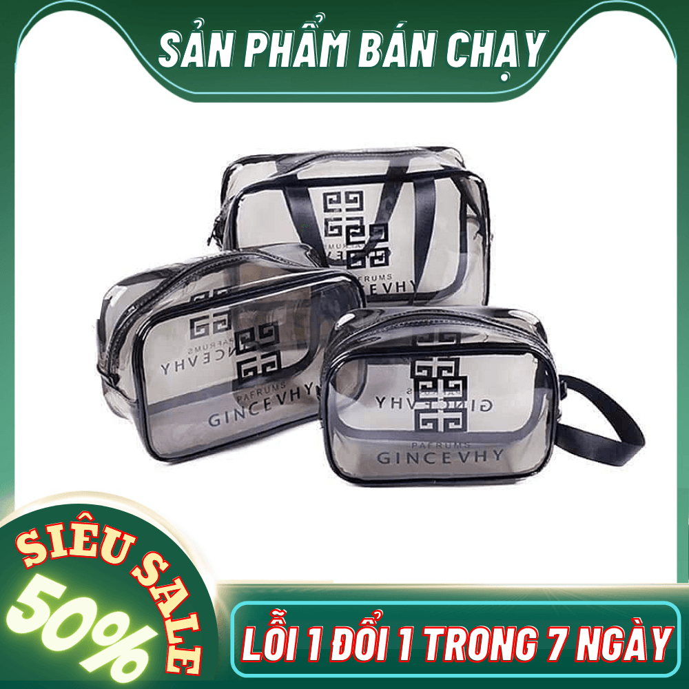 Sét 3 túi đựng mý phẩm cao cấp túi đựng mỹ phẩm du lịch túi đựng mỹ phẩm trong suốt túi đựng đồ trang điểm túi đựng đồ trang điểm cá nhân túi đựng mỹ phẩm chống nước túi đựng mỹ phẩm mini -Shoptuankiet
