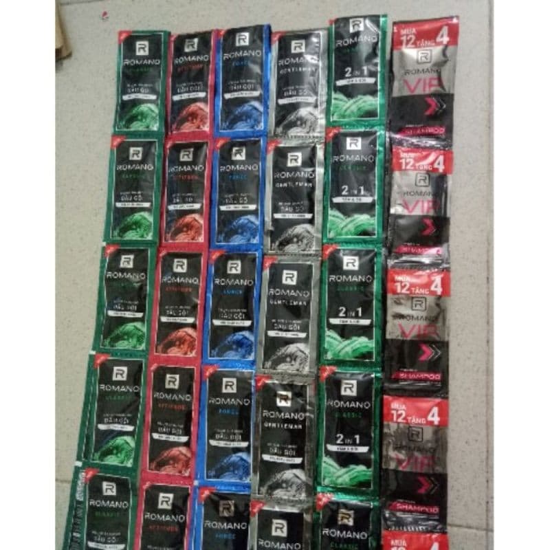 Combo 10 dây dầu gội đầu Romano gói 5g (14-16 gói/1 dây tuỳ loại)