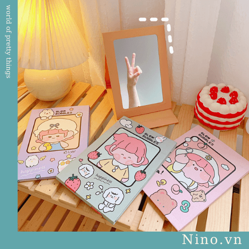Gương trang điểm gấp gọn hình cô gái nhật bản NINO