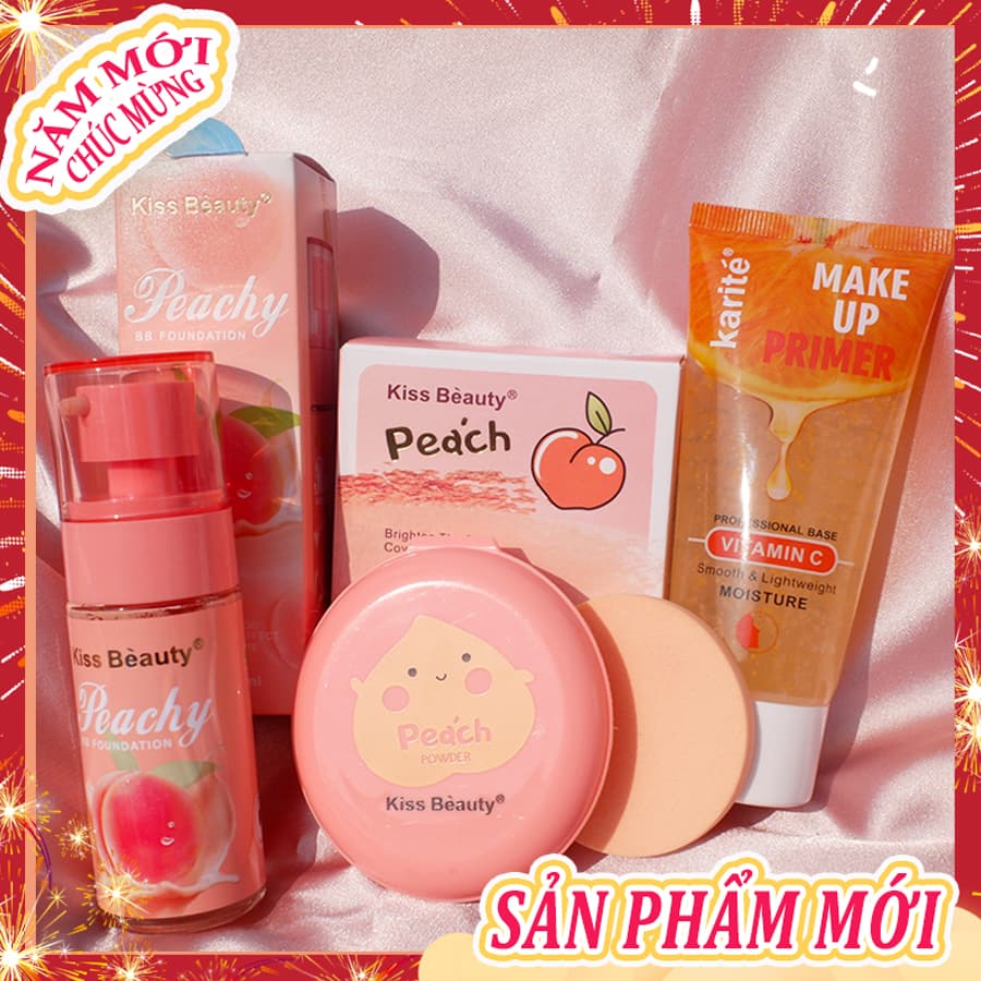[HCM][Peachy Sis Shop] Bộ kem nền dạng lỏng 3 món(Kem cách ly Trong suốt+kem BB+Phấn trang điểm)