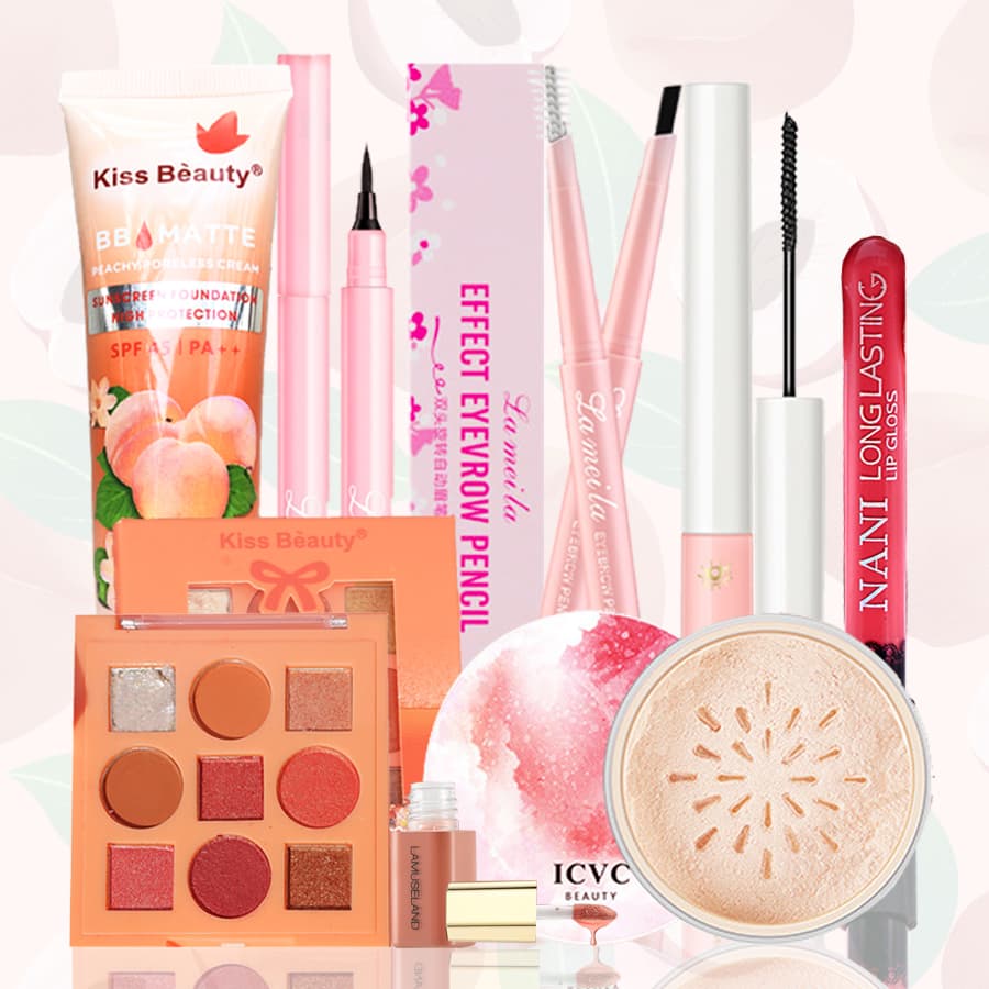 [HCM]【Kiss Belle Shop】1 Bộ 8 món mỹ phẩm học sinh trọn bộ mới nhất(Kem BB + phấn mắt + chì kẻ mày + mascara + kẻ mắt + má hồng + son lì + phấn trang điểm bột)