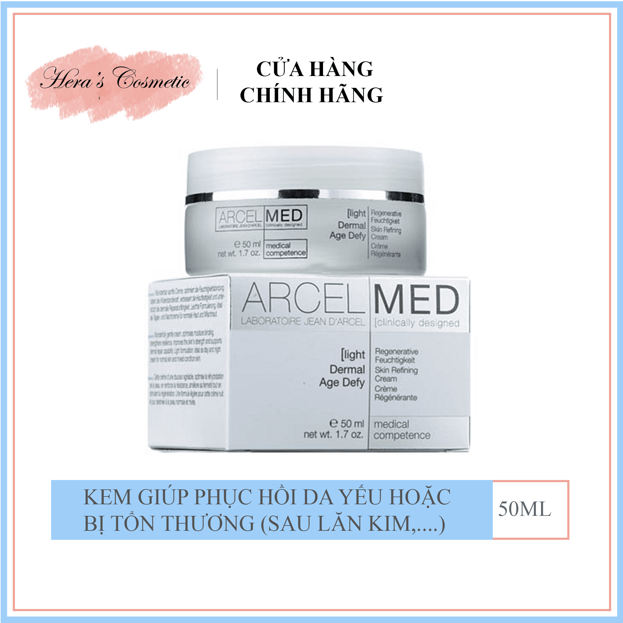 Kem giúp phục hồi da yếu hoặc bị tổn thương (sau laser lăn kim) Dermal Age Defy (light) Jean D’Arcel - J19 (50ml)