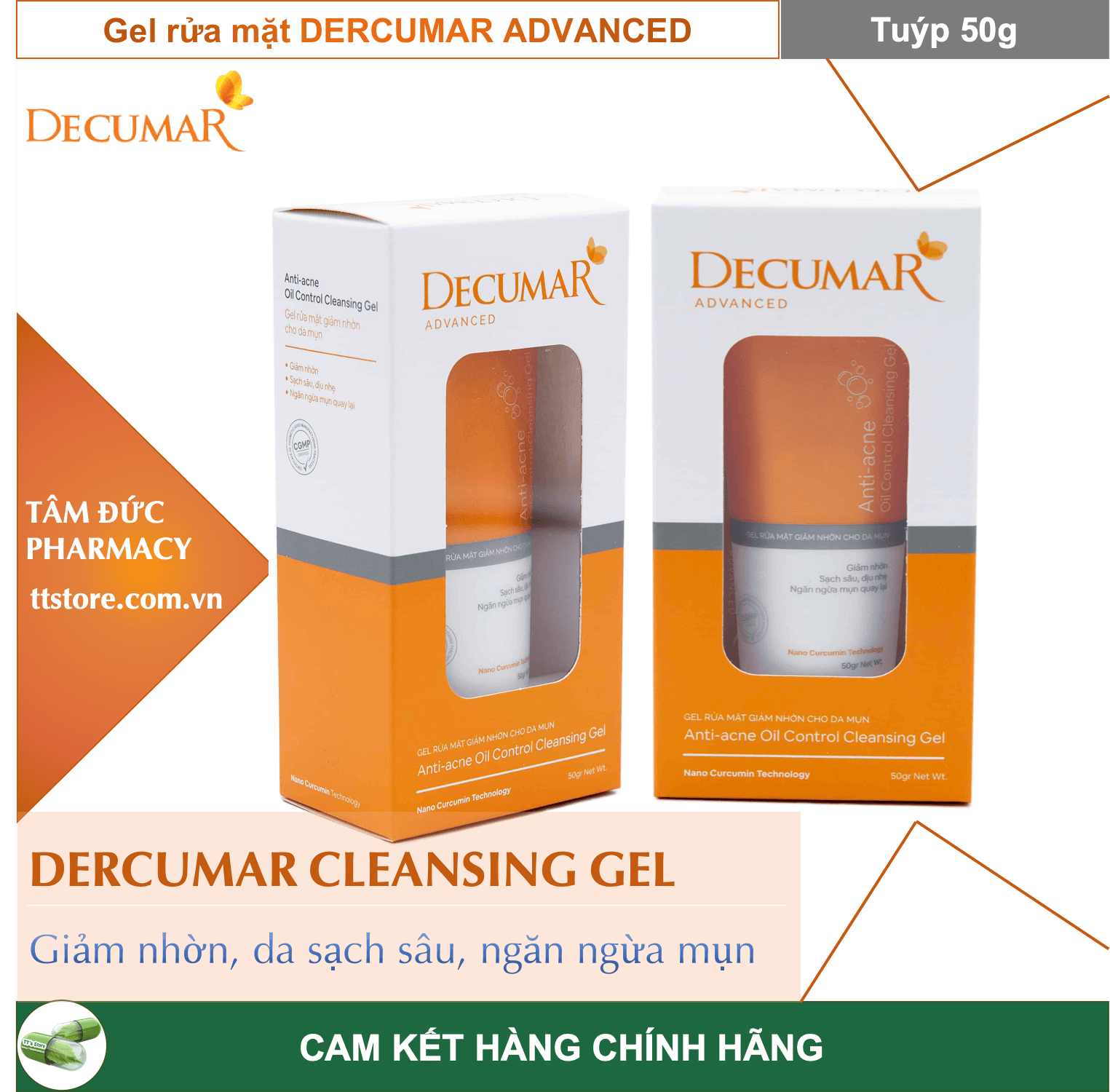 [HCM]Gel rửa mặt Decumar Advanced Cleanser sạch nhờn ngừa mụn [Tuýp 50g] - DECUMAR CLEANSING GEL