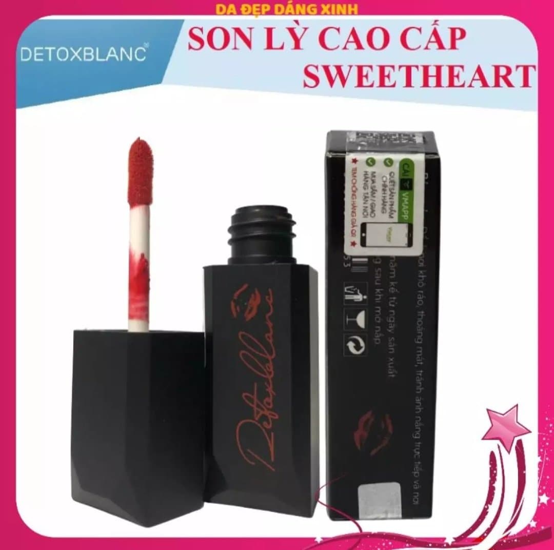Son kem lì Detox Blanc Siêu mịn màu Sweetheart Tặng kèm 1 chai tinh chất tế bào gốc Hàn Quốc 30ml date 09/2021. Son môi cao cấp màu sắc cá tính.