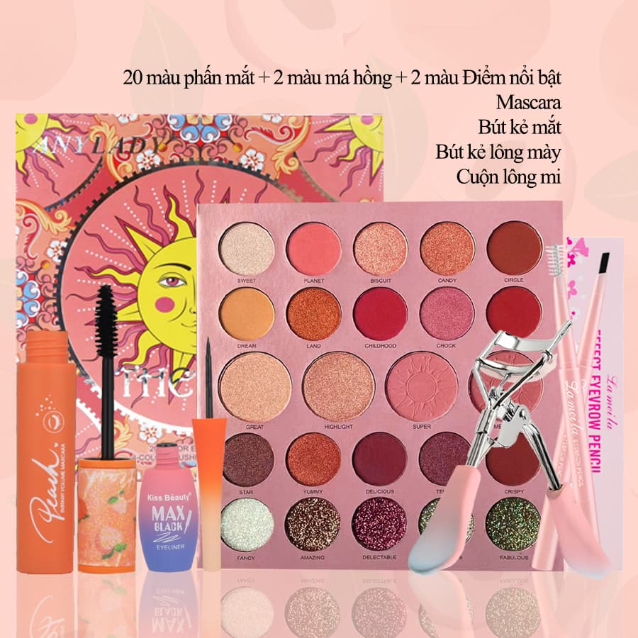 [HCM]【Kiss Belle Shop】Bộ trang điểm mắt cá nhân KISS BEAUTY Bảng phấn mắt thần thánh 24 màu+Bút kẻ lông mày+Kẻ mắt dạng lỏng + Mascara + Dụng cụ uốn mi(Có quà tặng miễn phí)