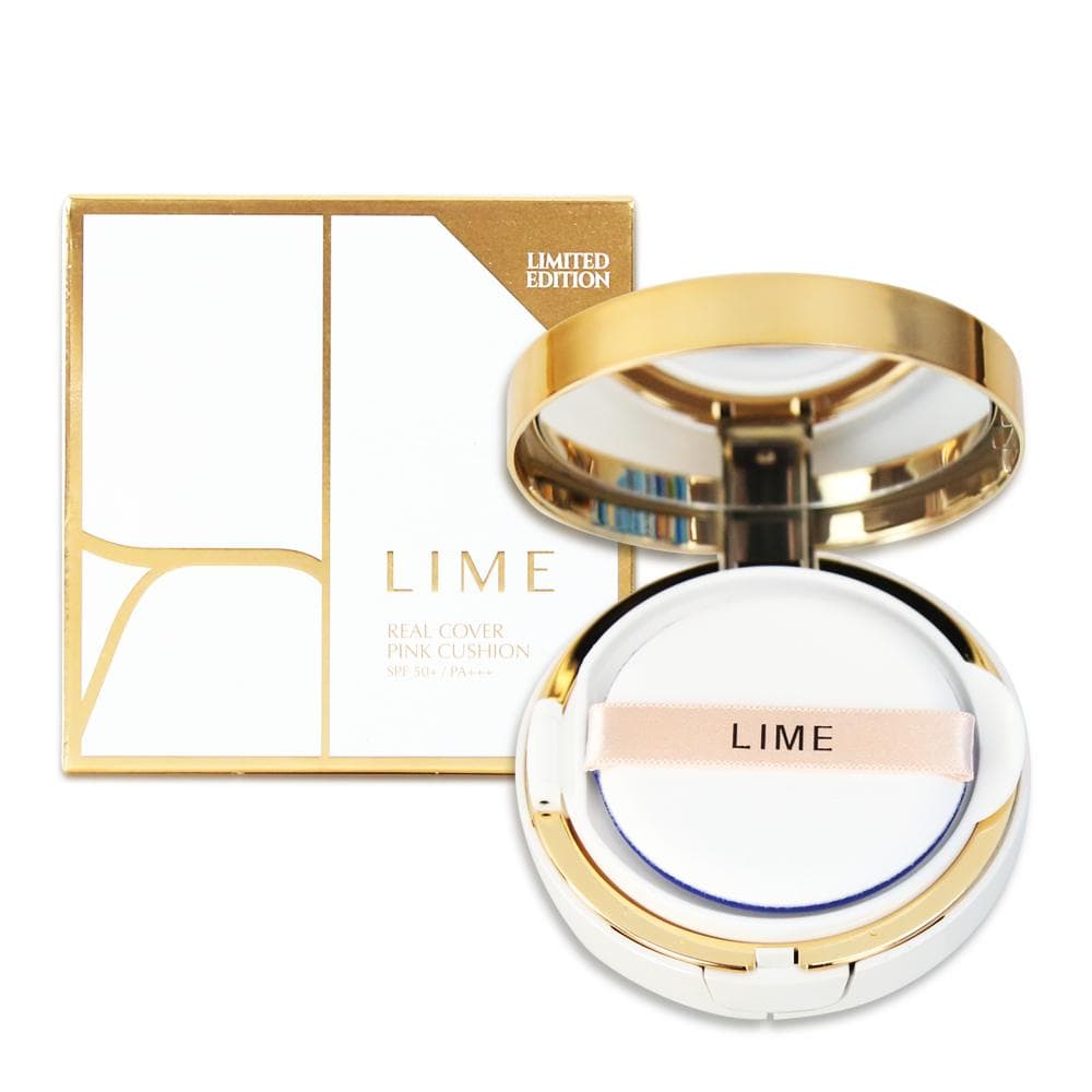 Phấn nước kiềm dầu che phủ tốt Lime Real Cover Pink Cushion SPF50+ Hàn Quốc [Dành cho da dầu]