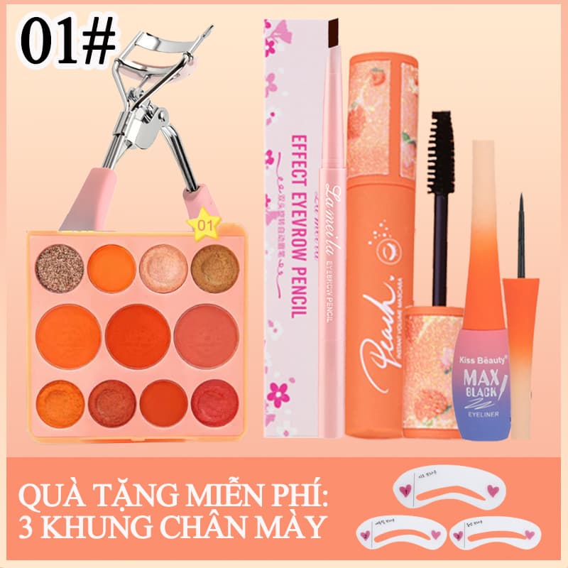 [HCM]【Có quà tặng miễn phí】Bộ trang điểm mắt 5 món cho người mới bắt đầu-11 màu bóng mắt + chì kẻ mày nâu + kẻ mắt đen + dụng cụ uốn mi + mascara đen- KISS BEAUTY