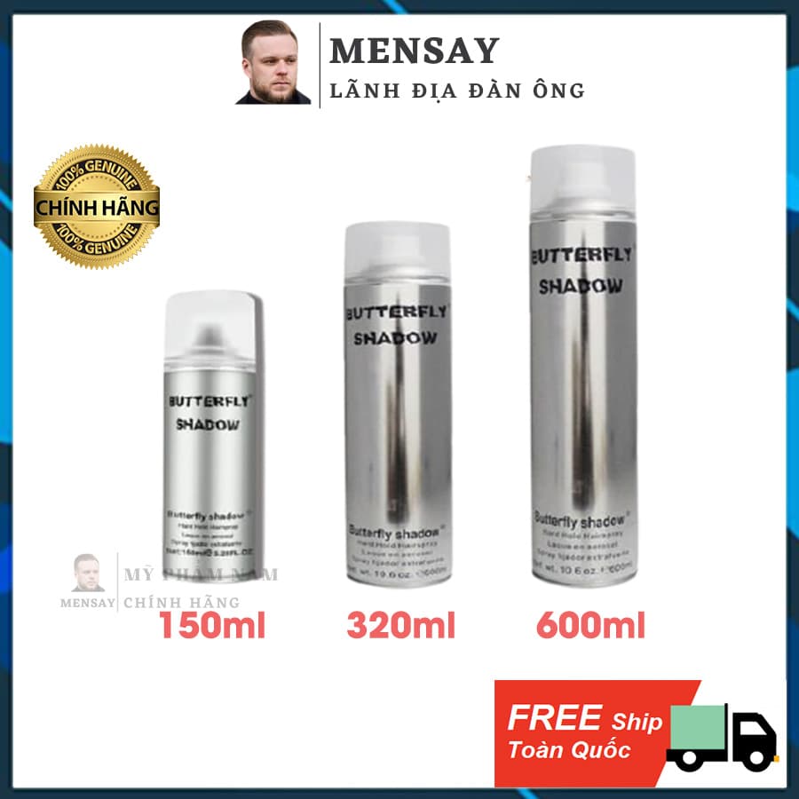 Gôm xịt tóc Butterfly Shadow chính hãng gôm bạc Butterfly Shadow giữ nếp tạo kiểu nam nữ