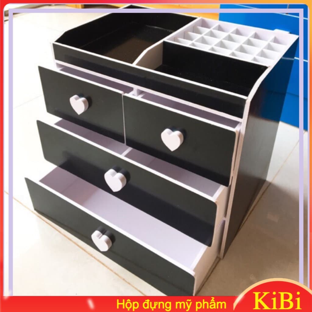 [HCM]Kệ đựng đồ trang điểm màu đen núm kéo hình trái tim