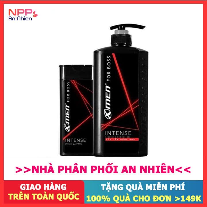 Combo Sữa tắm nước hoa X-Men for Boss Intense 650g + Dầu gội Intense 180g- NPP AN NHIÊN