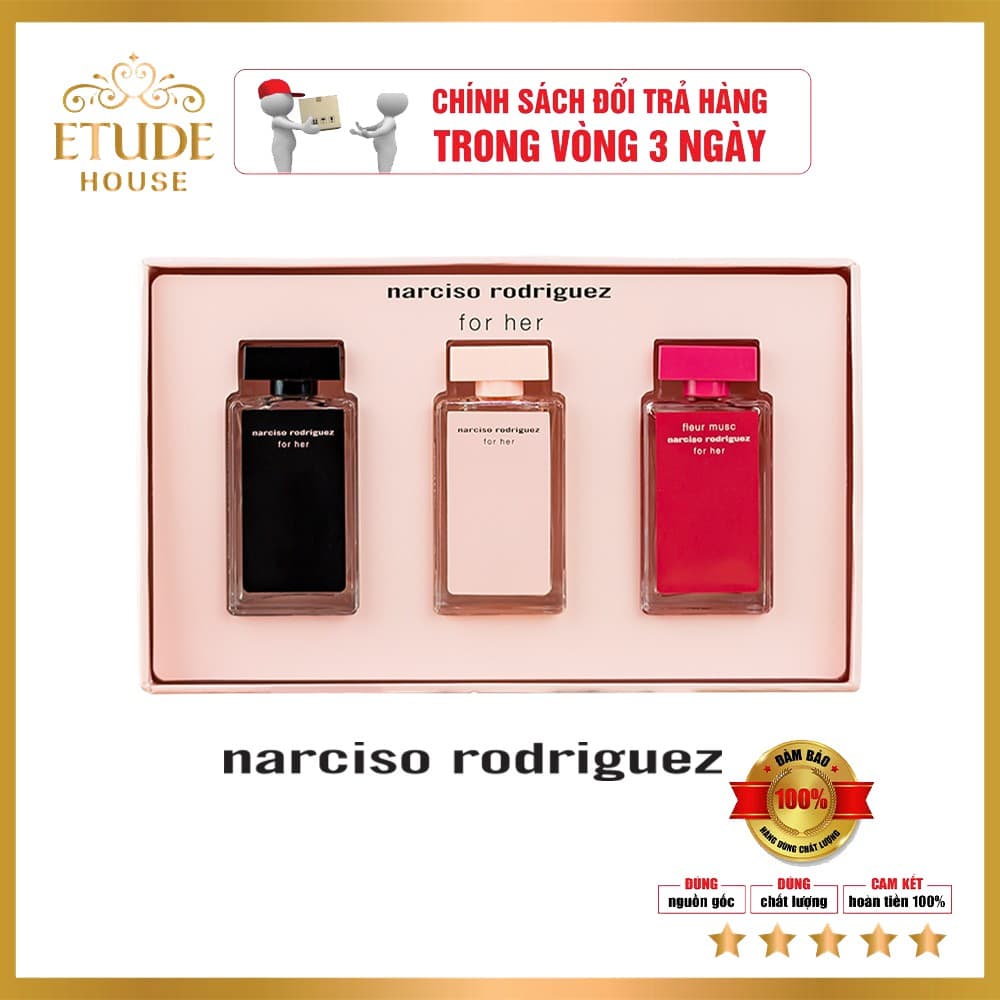 Bộ 3 chai nước hoa Narciso Rodriguez For Her. phong cách trẻ trung đến vẻ quyến rũ