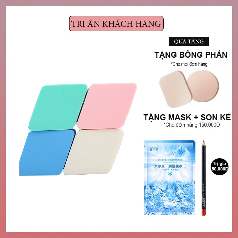 (MUA1 TẶNG 1) (hỗ trợ 99% phí ship) Mút trang điểm hình thoi chất liệu mềm mại Bông trang điểm Dụng cụ trang điểm (1 bông) (2 bông) (KHUYẾN MÃI DUY NHẤT HÔM NAY) màu ngẫu nhiên