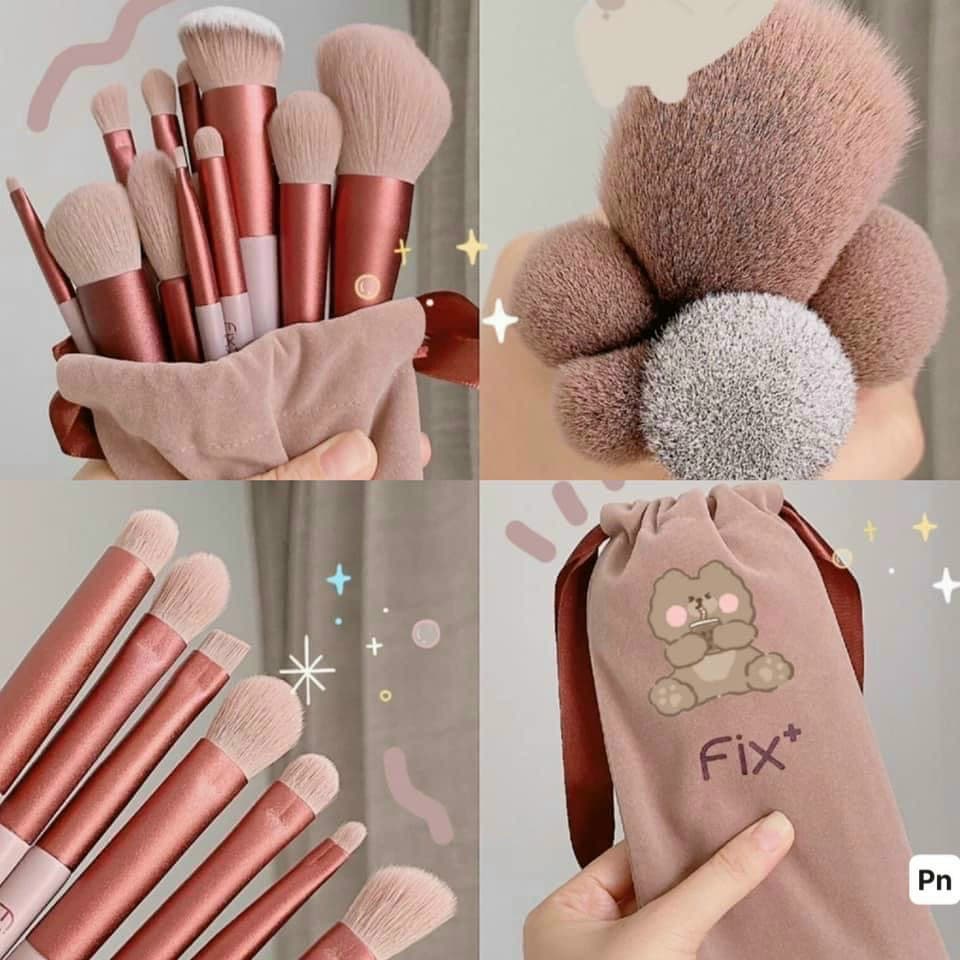 Bộ Cọ Trang Điểm 13 Cây Kèm Túi Vải Tiện Lợi FIX+