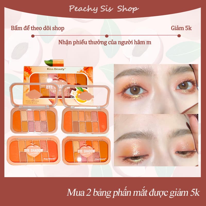 [HCM][Peachy Sis Shop] Phấn mắt 10 màu hồng đào KISS BEAUTY phù hợp với những bạn mới bắt đầu