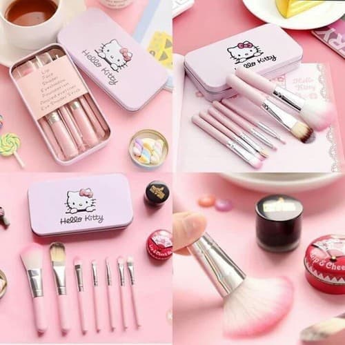 Bộ Cọ Makeup Hello Kitty Hộp Thiếc Mini Siêu Tiện Lợi
