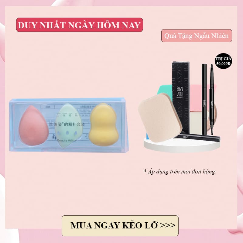 Bông mút trang điểm 1 hộp 3 bông siêu mềm mịn dễ sử dụng (GIẢM GIÁ CỰC SỐC) (KHUYẾN MÃI 3 NGÀY)
