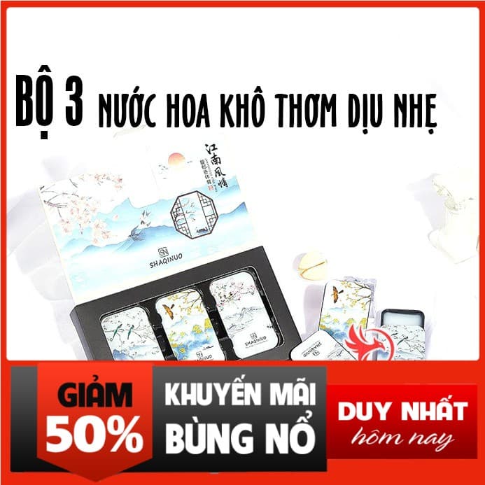 [RẺ VÃI CHƯỞNG] Nước hoa sáp khô mini dạng sáp cho nữ thơm lâu hương dịu nhẹ - Bộ 3 hộp mix nhiều mùi