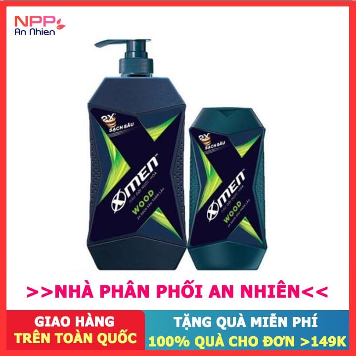 Combo Dầu gội X Men nước hoa Wood 650g Dầu gội Wood 180g - NPP AN NHIÊN