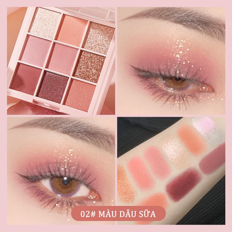 [HCM][Peachy Sis] KISS BEAUTY 2021 Bảng phấn mắt 9 màu mới thiết kế họa tiết bò chống thấm nước và mồ hôi