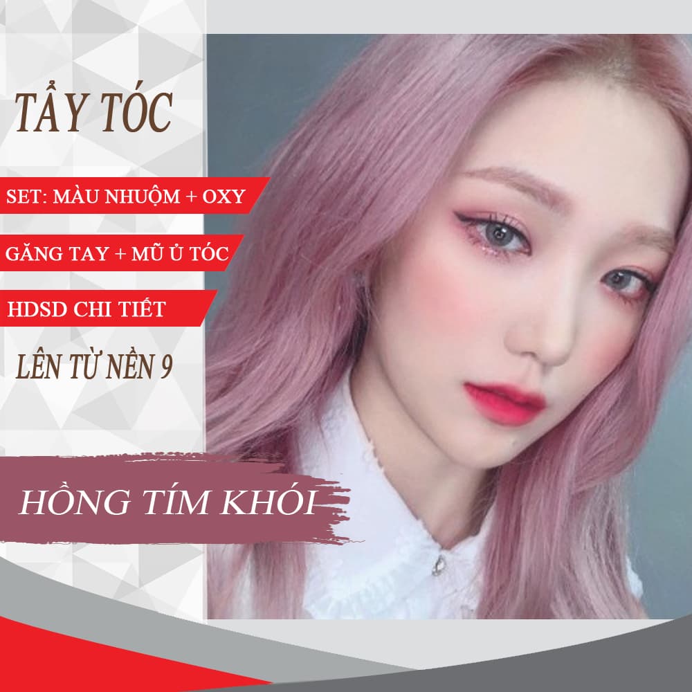 [HCM]Kem Nhuộm Tóc Thảo Dược Hồng Tím Khói- Tẩy Tóc- Tặng Oxy