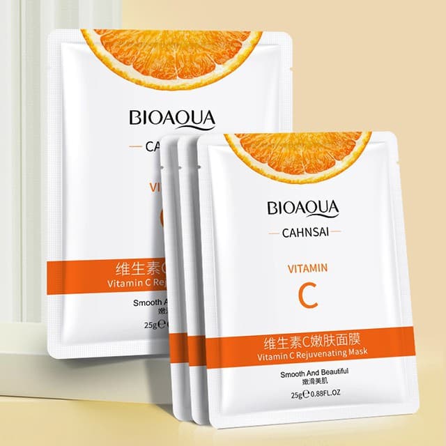 [HCM]COMBO 10 Mặt Nạ Giấy Vitamin C Bioaqua Chiết Xuất Tinh Chất Cam - Cấp Ẩm - Dưỡng Trắng Da - Căng Da Mịn Màng