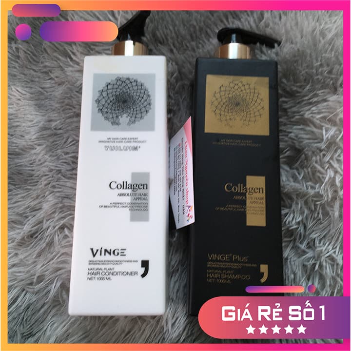 cặp gội xả PHỤC HỒI và KÍCH THÍCH MỌC TÓC - hương nước hoa- VINGER COLLAGEN 1000ML