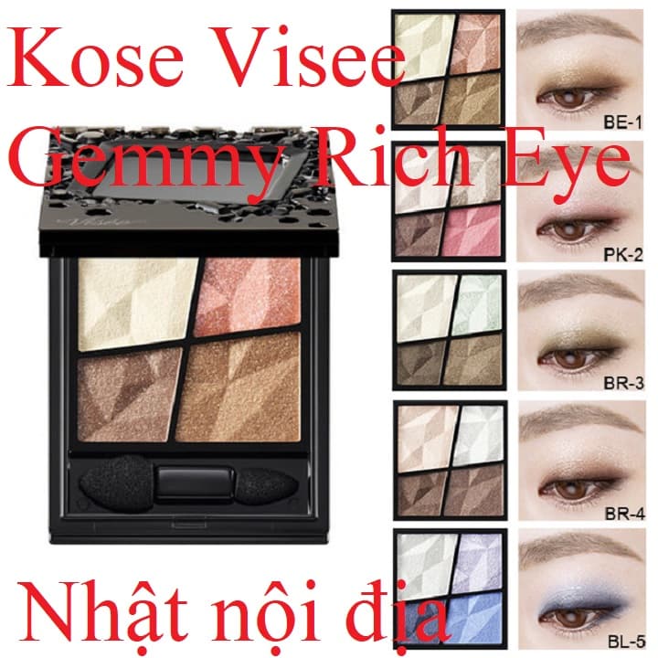 Phấn mắt Kose Visee Gemmy Rich Eyes nội địa Nhật 4.3g