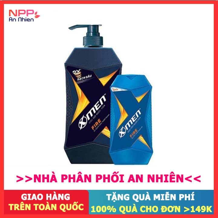 Combo Dầu Gội X-Men Nước hoa Fire 180g và Sữa Tắm X-Men Nước hoa Fire 650g- NPP AN NHIÊN
