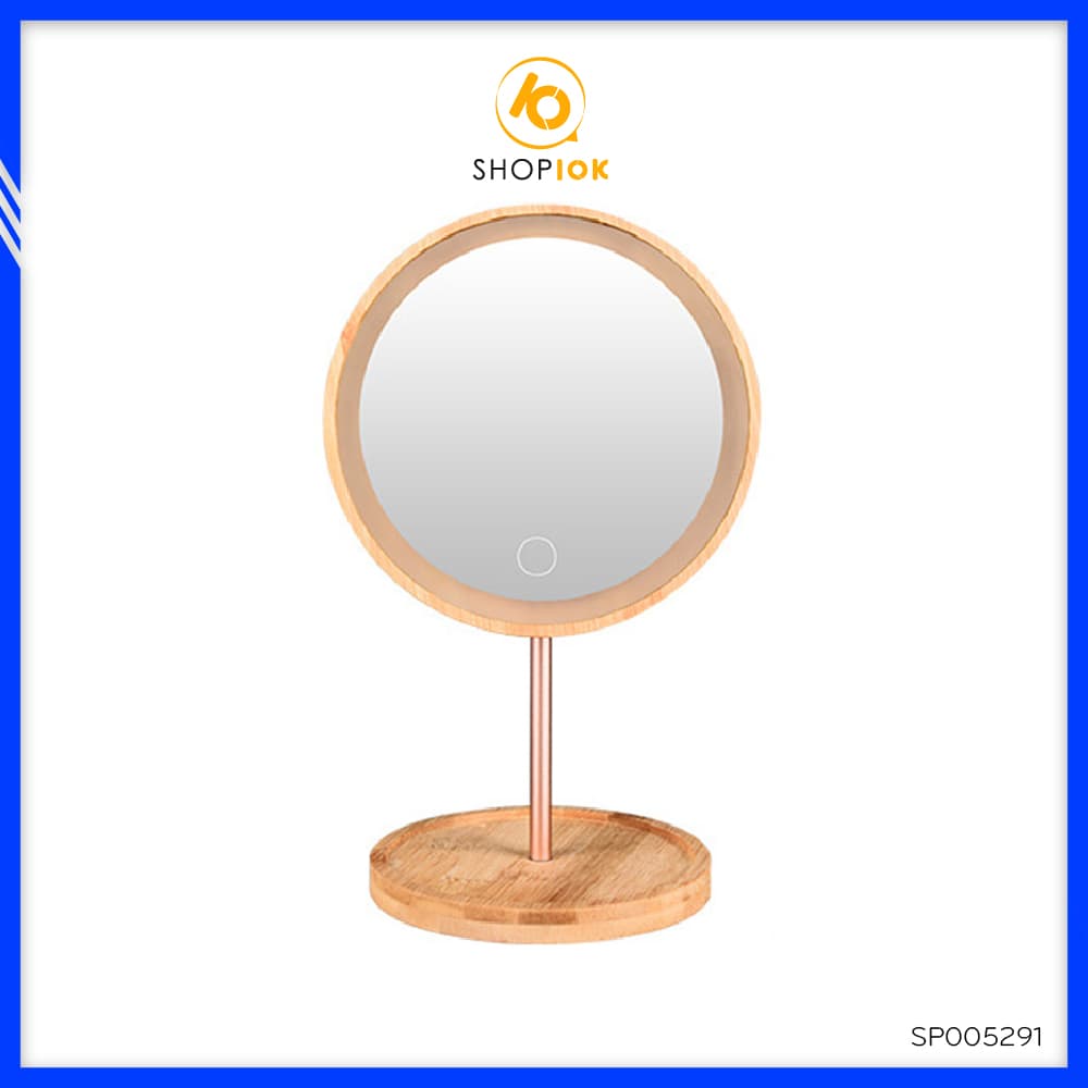 Gương gỗ để bàn trang điểm có đèn led phụ kiện makeup cho nữ - SP005291