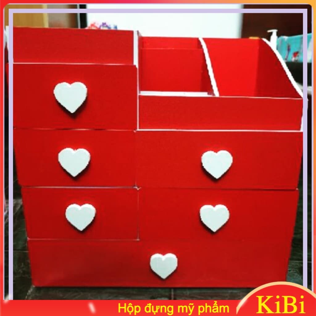 [HCM]Kệ mỹ phẩm 6 ngăn đỏ núm trái tim đựng son phấn nước hoa chất lượng