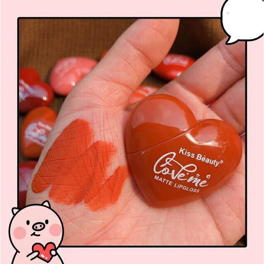 Son Kem Lì KissBeauty Love Me Hình Trái Tim - Chất Son Lì Bám Môi Mềm Mịn Và Lên Màu Cực Đẹp