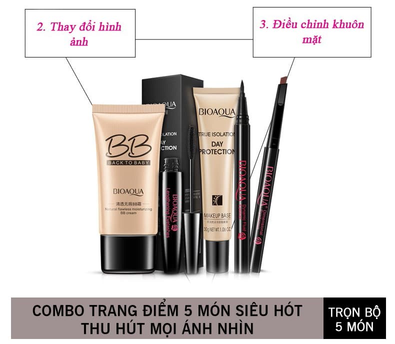 Bộ trang điểm bộ trang điểm cơ bản/ Bộ trang điểm cá nhân/ Bộ trang điểm giá rẻ 5 món Bioaqua