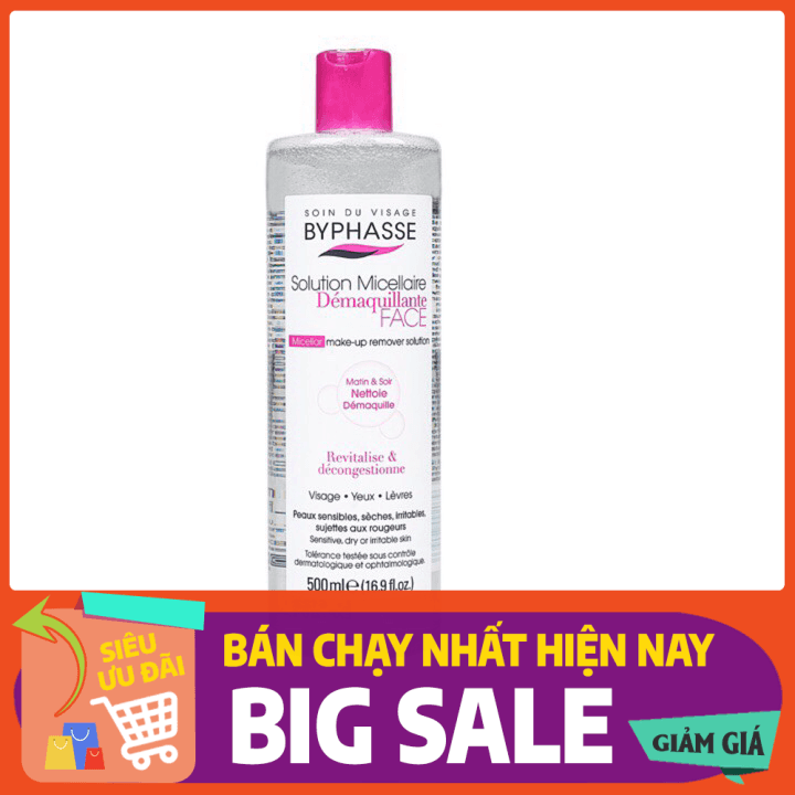 [HCM]Nước tẩy trang Byphasse Micellar Make-up Remover Solution 500ml - hàng chính hãng có tem chống giả