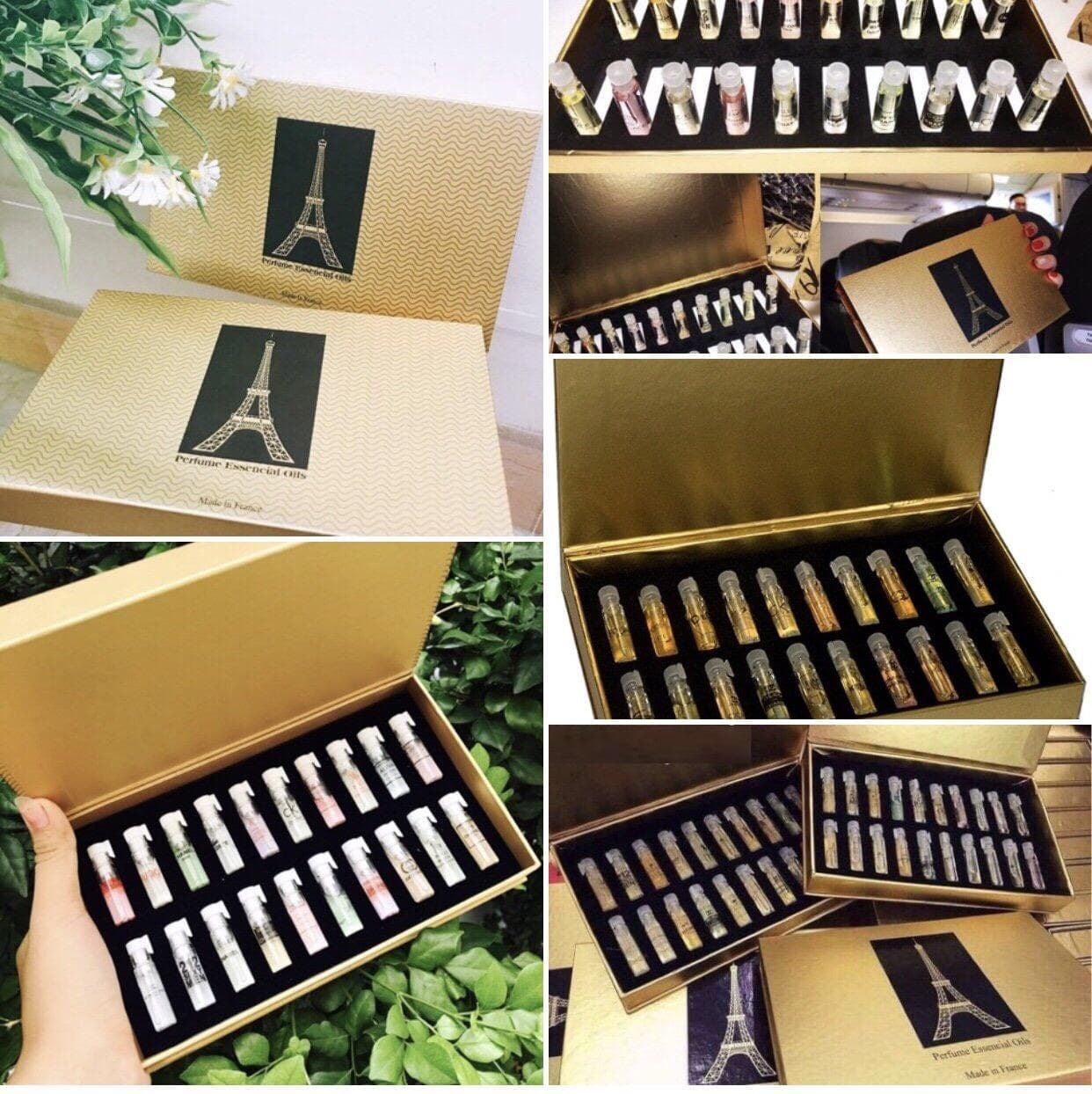 Set 20 nước hoa mini hộp vàng thơm nhẹ giữ mùi lâu set nước hoa mini 20 chai hương thơm dịu nhẹ