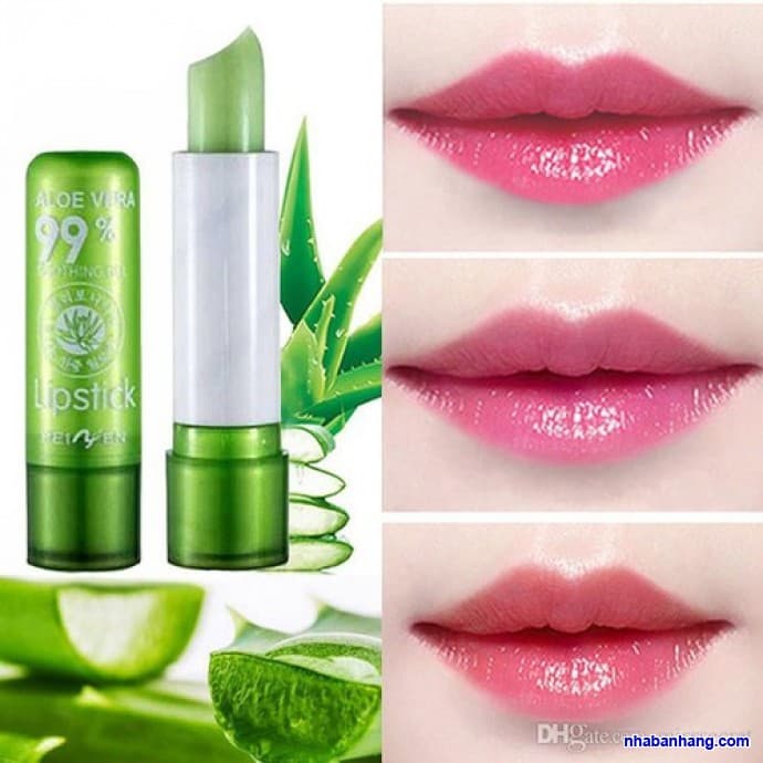 Combo 2 Son Dưỡng Môi Có Màu Aloe Vera 99% Dưỡng Ẩm  Hồng Môi