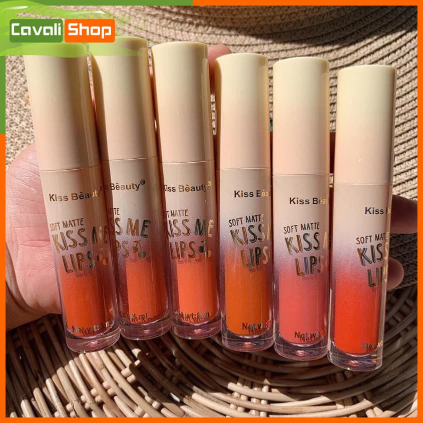 [SIÊU SALE] Set 6 cây son kem Kiss Beauty Kiss Me Lips - Cavali - Son kem lì chuẩn tone lâu trôi