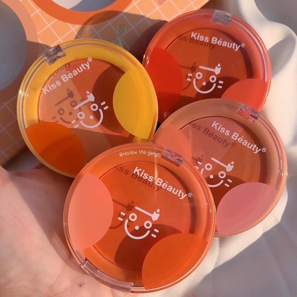 [BÁN LẺ]Phấn má hồng Kiss Beauty Two-Tone Blusher Má hồng trang điểm dạng phấn tone màu siêu xinh cực tiện lợi
