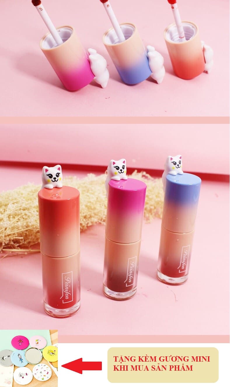 [TẶNG KÈM GƯƠNG] Set 3 son kem bóng lì Peinifen Kiss Me đầu mèo - Cavali - son kem lì lên màu cực chuẩn chống nước