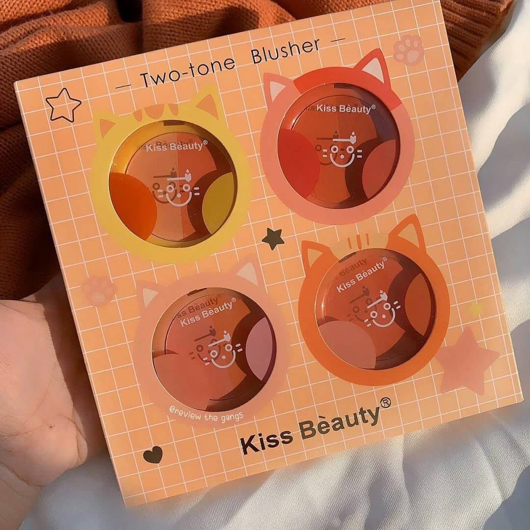 [BÁN LẺ]Phấn má hồng Kiss Beauty Two-Tone Blusher Má hồng trang điểm dạng phấn tone màu siêu xinh cực tiện lợi
